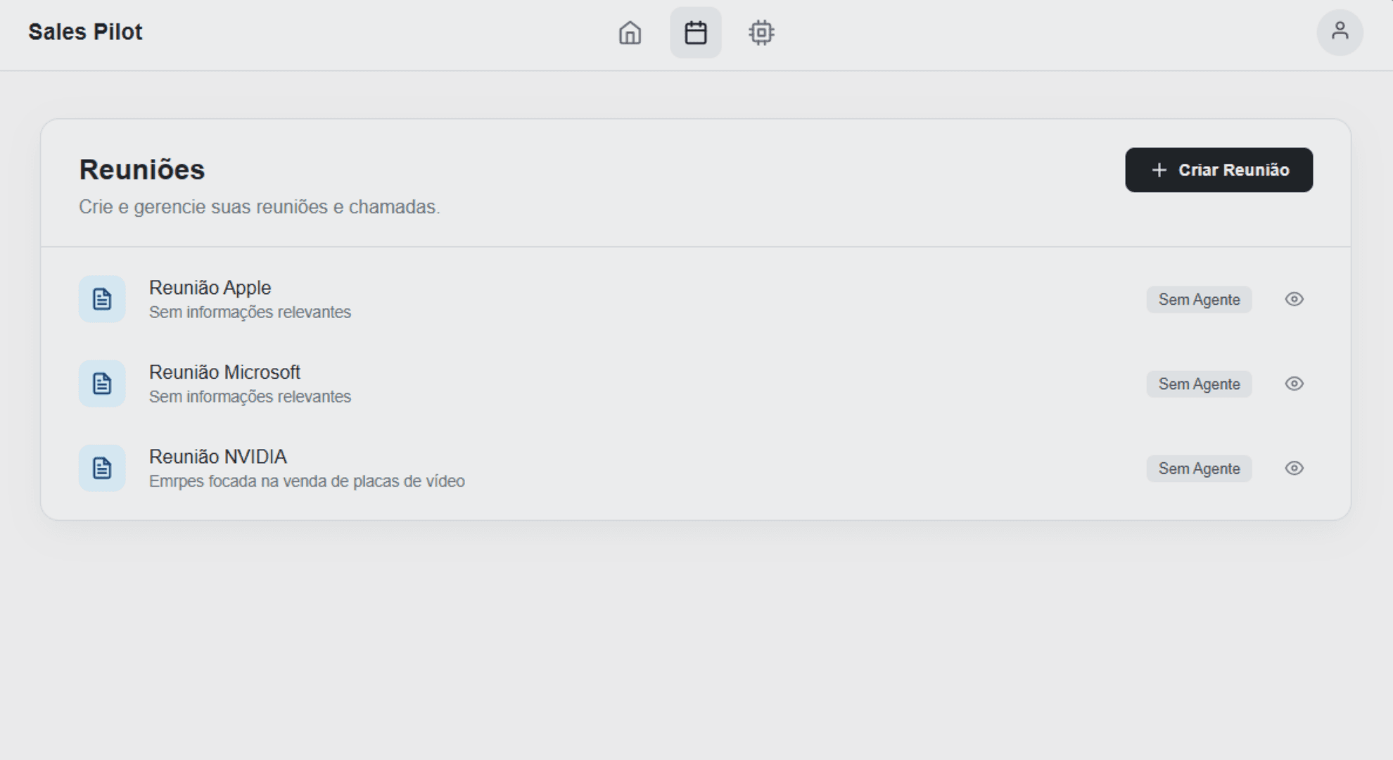 Fluxo de trabalho - 1. Crie sua reunião